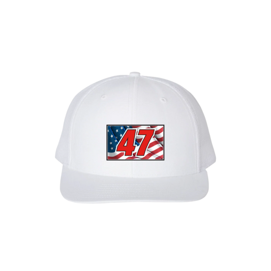 White Hat with American Flag and 47